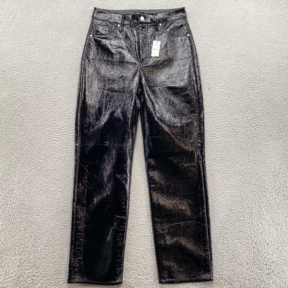 NWT EXPRESS Super High Waisted Faux Patent Leather Modern Straight Pant